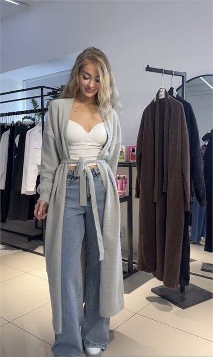 Кардиган пушистик пояс (460) 460 - фото 60168